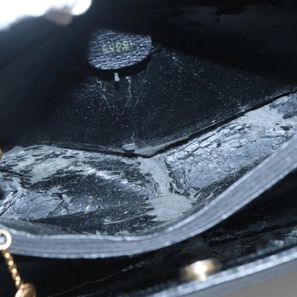 GUCCI Bamboo Hand Bag Leather Black Gold 002 - Picture 9 of 16